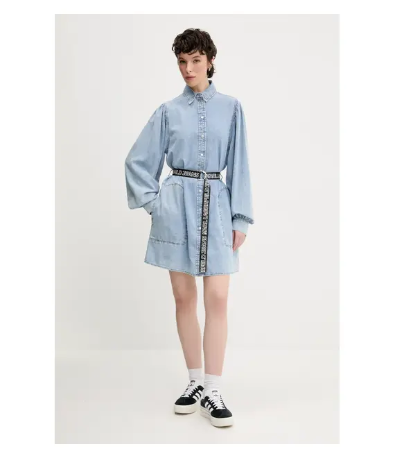 Βαμβακερό φόρεμα Karl Lagerfeld Jeans χρώμα: μπλε, A2W13022