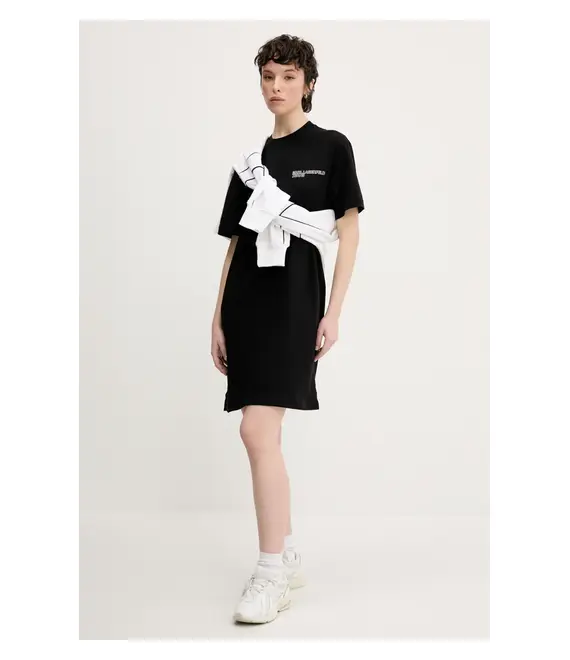 Βαμβακερό φόρεμα Karl Lagerfeld Jeans χρώμα: μαύρο, A2W13036