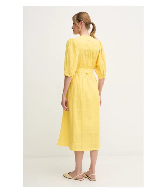 Βαμβακερό φόρεμα Barbour Heidi χρώμα: κίτρινο, LDR0893YE32