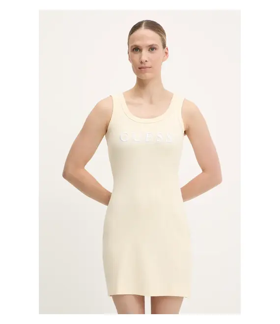 Φόρεμα Guess SUNFLOWER χρώμα: μπεζ, V5GK06 K8RT2