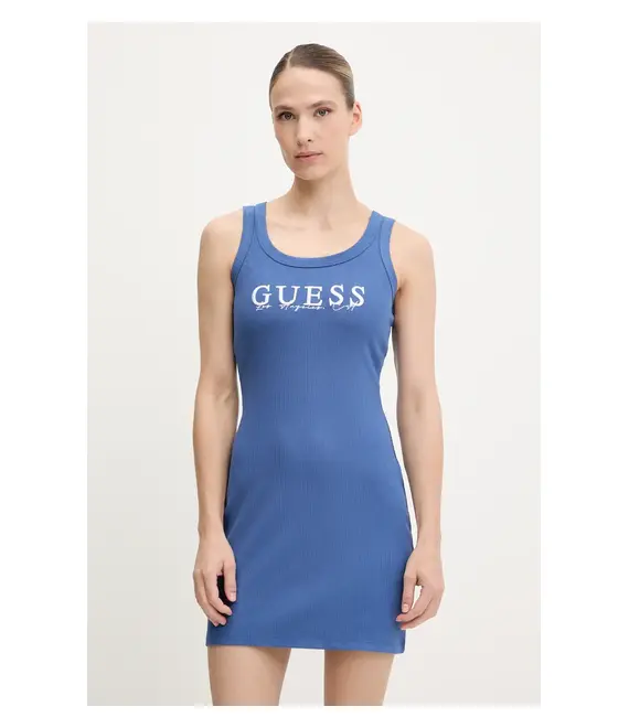 Φόρεμα Guess SUNFLOWER χρώμα: μπλε, V5GK06 K8RT2