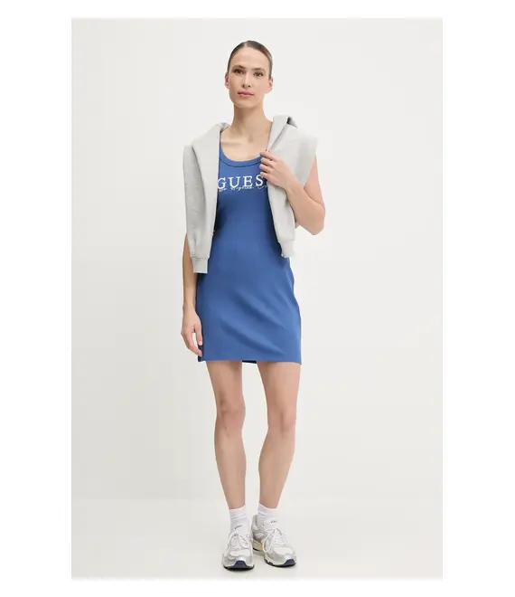 Φόρεμα Guess SUNFLOWER χρώμα: μπλε, V5GK06 K8RT2