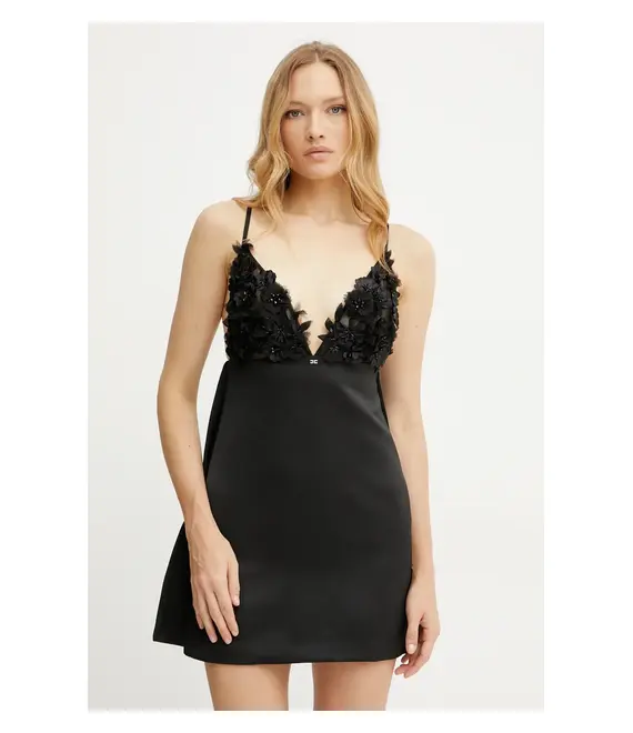 Φόρεμα Elisabetta Franchi χρώμα: μαύρο, AB73752E2