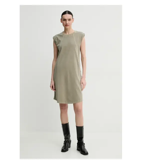 Βαμβακερό φόρεμα G-Star Raw χρώμα: πράσινο, D26081-C756