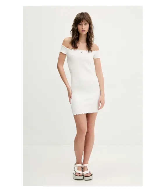 Φόρεμα Tommy Jeans χρώμα: άσπρο, DW0DW20298