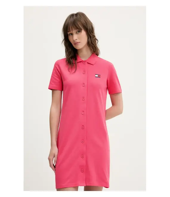 Φόρεμα Tommy Jeans χρώμα: ροζ, DW0DW20302