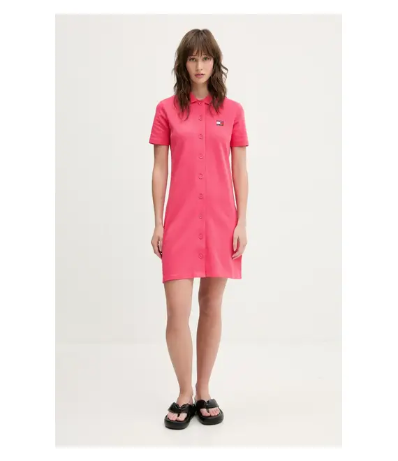 Φόρεμα Tommy Jeans χρώμα: ροζ, DW0DW20302