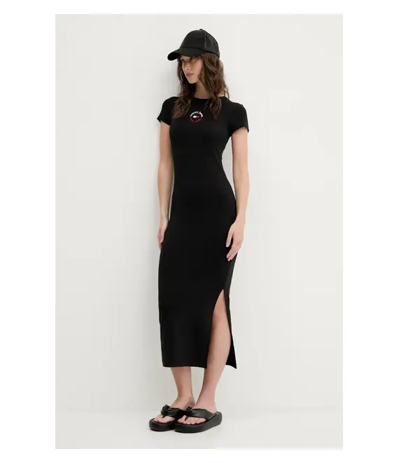 Φόρεμα Tommy Jeans χρώμα: μαύρο, DW0DW20384