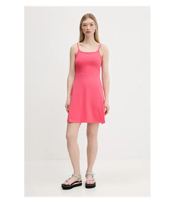 Φόρεμα Tommy Jeans χρώμα: ροζ, DW0DW21354
