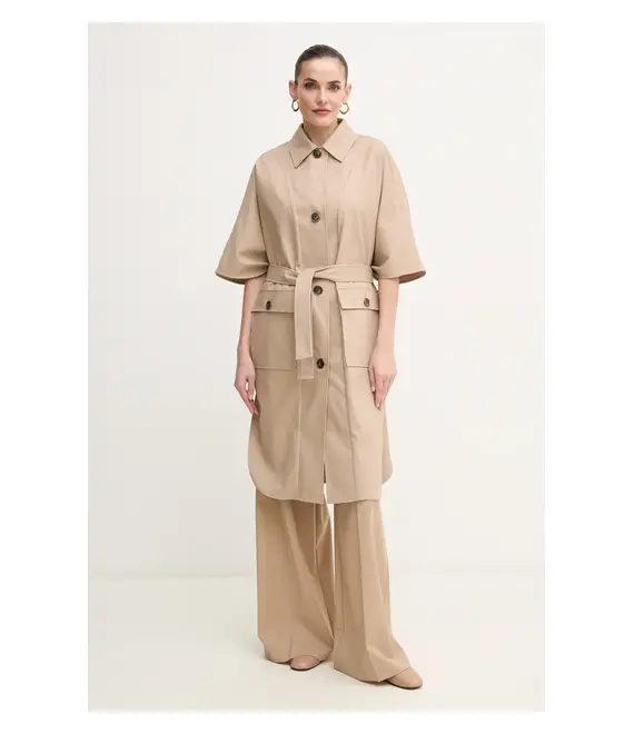 Βαμβακερό παλτό Marciano Guess CINDY χρώμα: μπεζ, 5GGL02 7293A