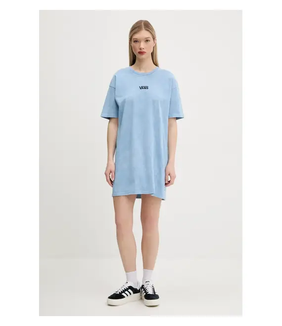 Βαμβακερό φόρεμα Vans χρώμα: μπλε, VN00046QE2W1