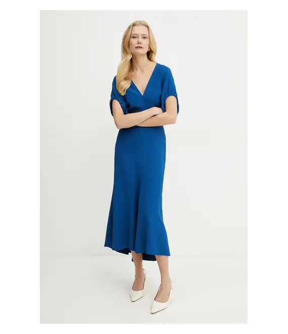 Φόρεμα Victoria Beckham χρώμα: μπλε, 1225WDR006381A