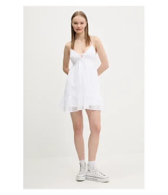 Φόρεμα Hollister Co. χρώμα: άσπρο, KI359-5020