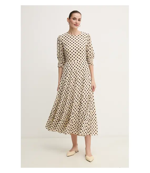 Φόρεμα Pedro del Hierro χρώμα: μπεζ, 3819809