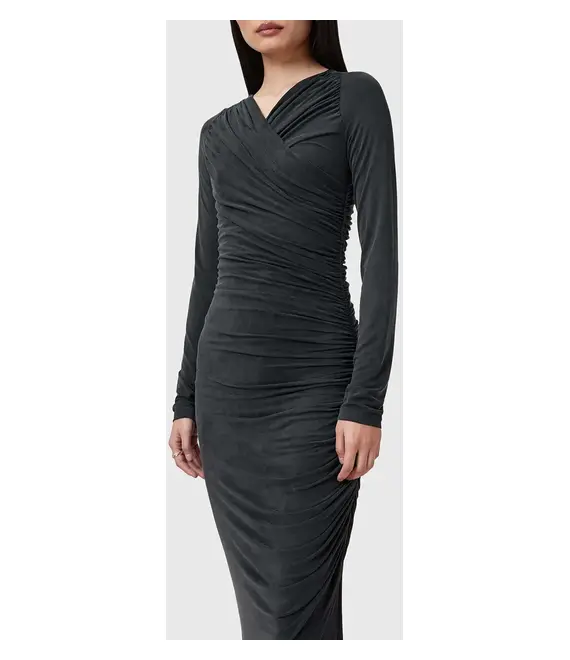 Φόρεμα AllSaints HANAKO CUPRO χρώμα: μαύρο, W015DC