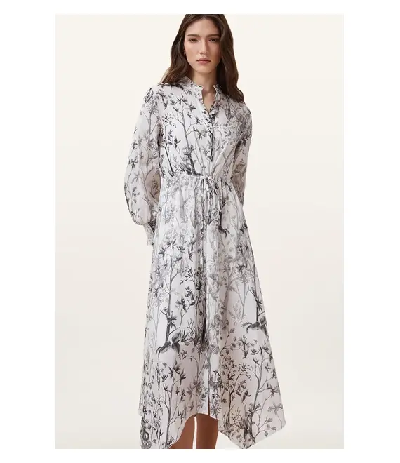 Λινό φόρεμα AllSaints SKYLAR MAXI χρώμα: άσπρο, W047DC
