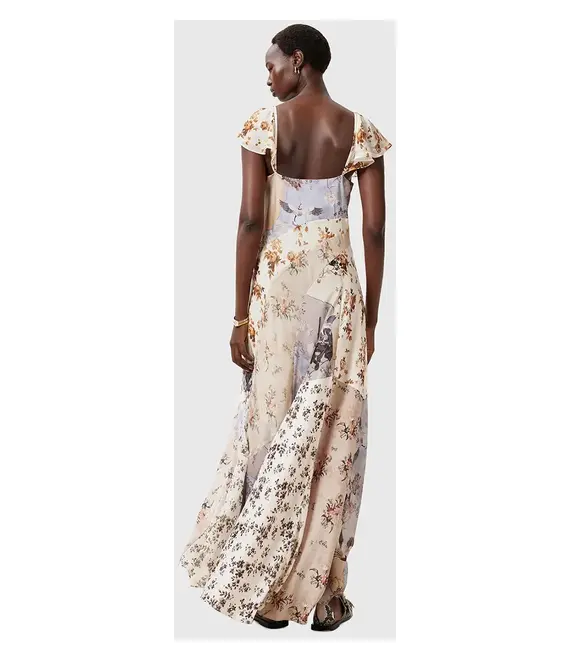 Φόρεμα AllSaints LALA DRESS χρώμα: μπεζ, W074DC