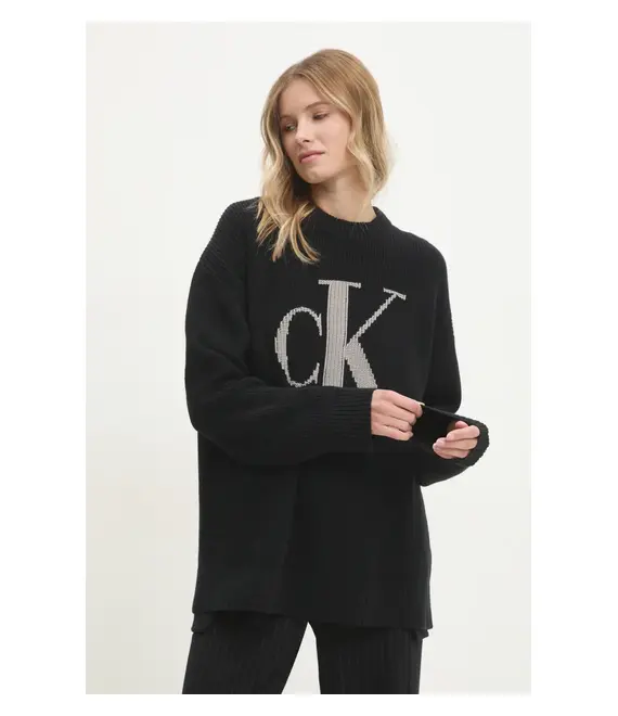 Βαμβακερό πουλόβερ Calvin Klein Jeans χρώμα: μαύρο, J20J224799