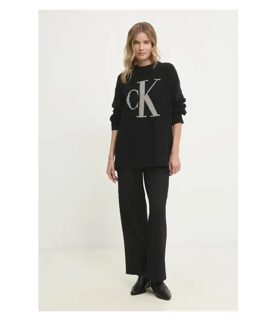 Βαμβακερό πουλόβερ Calvin Klein Jeans χρώμα: μαύρο, J20J224799