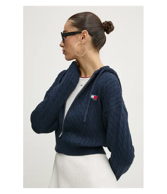 Βαμβακερό πουλόβερ Tommy Jeans χρώμα: ναυτικό μπλε, DW0DW19334