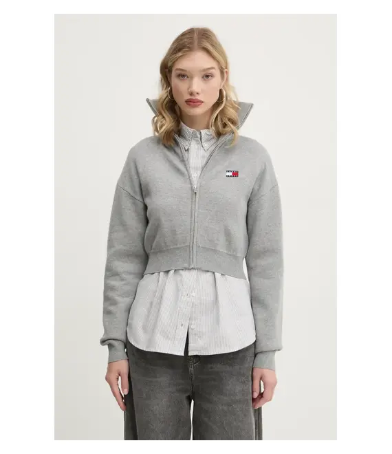 Ζακέτα από μίγμα μαλλιού Tommy Jeans χρώμα: γκρι, DW0DW19886