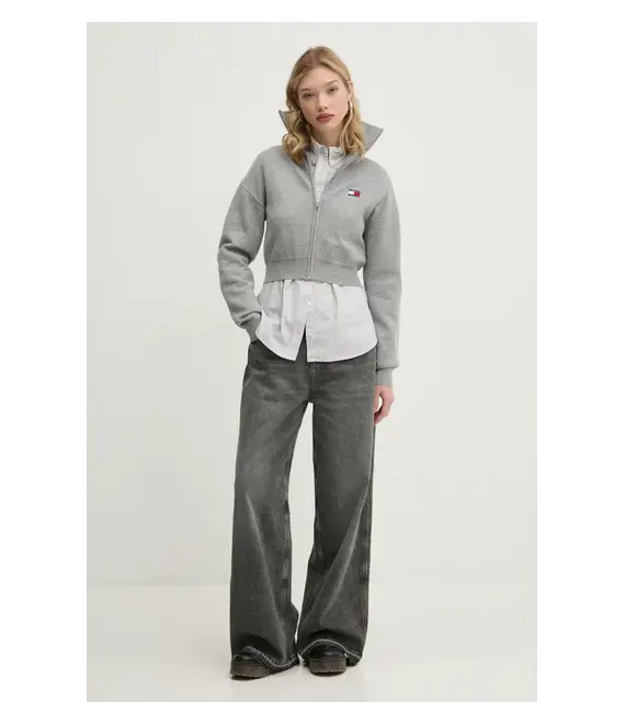 Ζακέτα από μίγμα μαλλιού Tommy Jeans χρώμα: γκρι, DW0DW19886