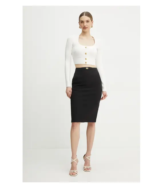 Πλεκτή ζακέτα Elisabetta Franchi χρώμα: μπεζ, MK53S51E2