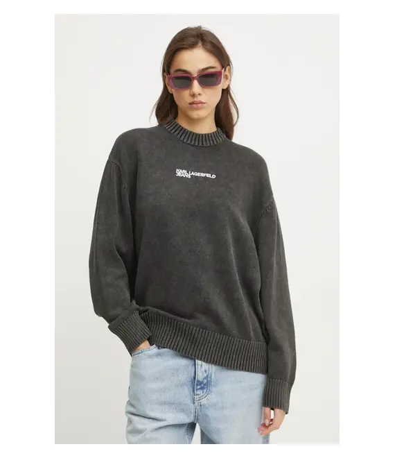 Βαμβακερό πουλόβερ Karl Lagerfeld Jeans χρώμα: γκρι, A1W18045