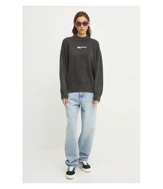 Βαμβακερό πουλόβερ Karl Lagerfeld Jeans χρώμα: γκρι, A1W18045