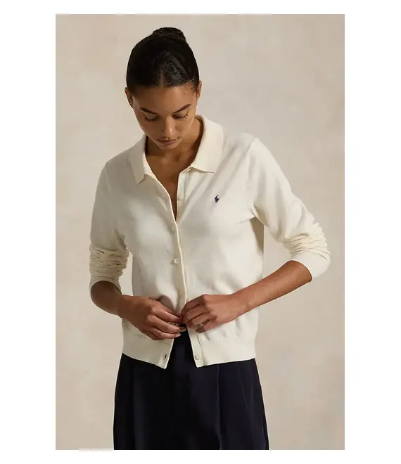 Βαμβακερή ζακέτα Polo Ralph Lauren χρώμα: μπεζ, 211959285