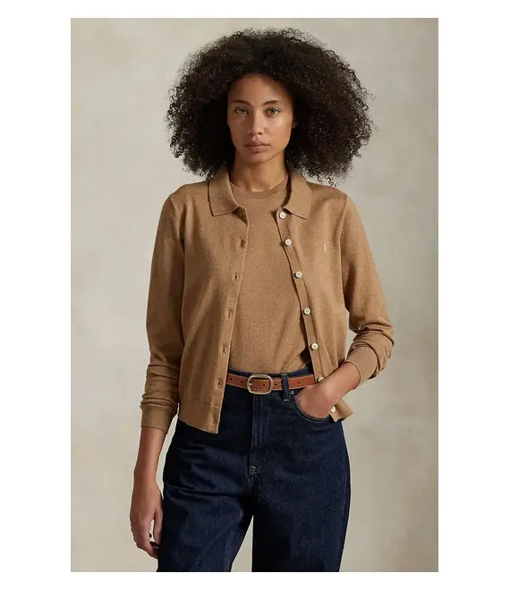 Βαμβακερή ζακέτα Polo Ralph Lauren χρώμα: μπεζ, 211959285