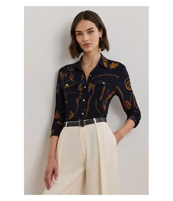 Πουκάμισο Lauren Ralph Lauren χρώμα: ναυτικό μπλε, 200957607