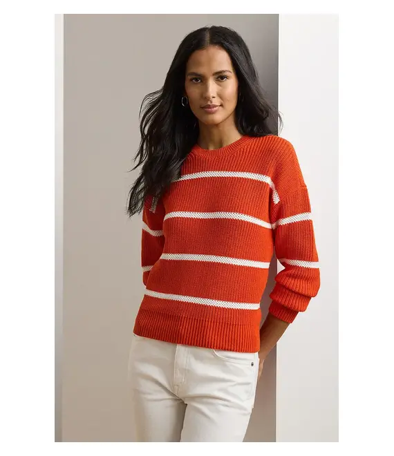Βαμβακερό πουλόβερ Lauren Ralph Lauren γυναικείο, χρώμα: πορτοκαλί, 200957513
