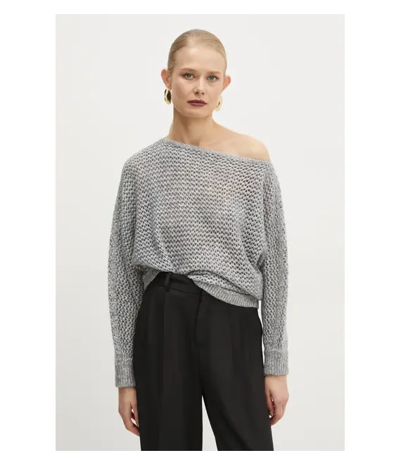 Πουλόβερ με προσθήκη μαλλιού Guess γυναικείο, χρώμα: γκρι, W5RR97 Z3JM0