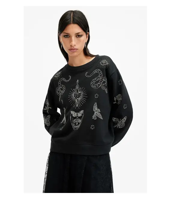 Μπλούζα AllSaints PIPPA HEX χρώμα: μαύρο, W140JB