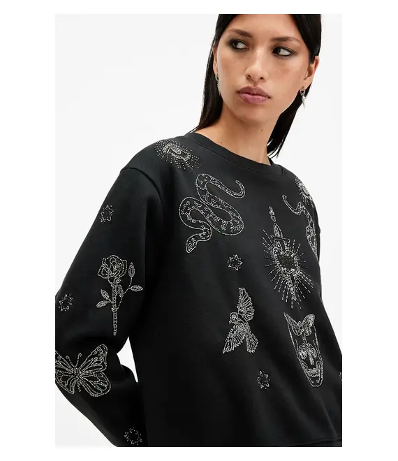 Μπλούζα AllSaints PIPPA HEX χρώμα: μαύρο, W140JB