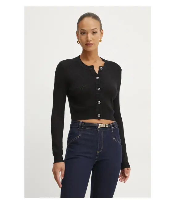 Πλεκτή ζακέτα Guess HOLLAND χρώμα: μαύρο, W5RR23 Z2YJ2