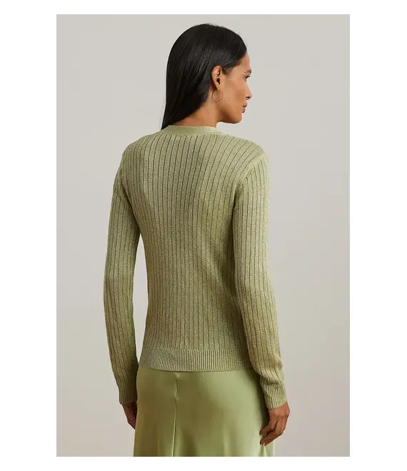 Ζακέτα με λινό μείγμα Lauren Ralph Lauren χρώμα: πράσινο, 200963627