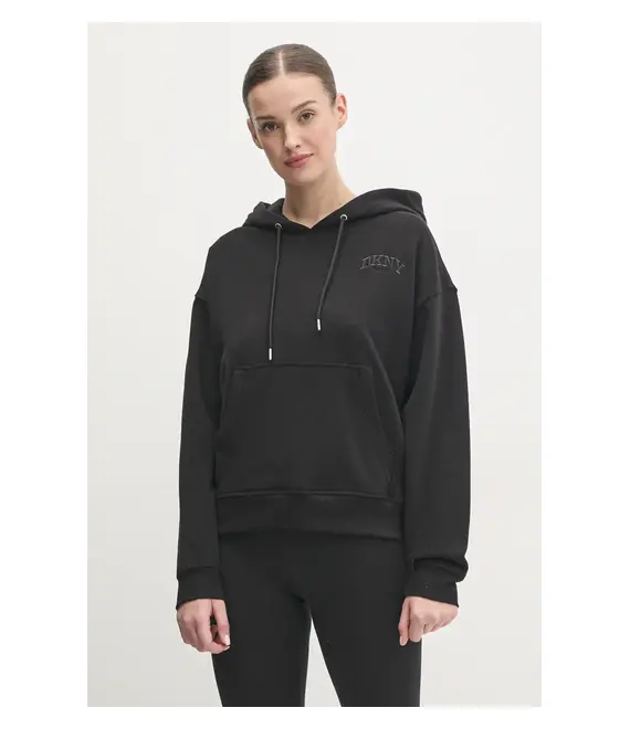Μπλούζα Dkny χρώμα: μαύρο, με κουκούλα, DP4T1097