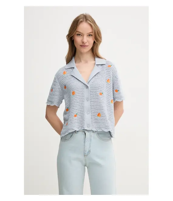 Βαμβακερή ζακέτα Pepe Jeans OLAYA TOP χρώμα: μπλε, PL702277