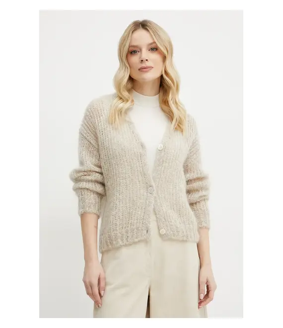 Μάλλινη ζακέτα Weekend Max Mara χρώμα: μπεζ, 2515341031600