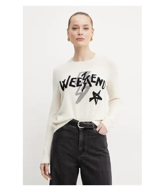Πουλόβερ κασμίρ Weekend Max Mara γυναικείο, χρώμα: μπεζ, 2515361011600