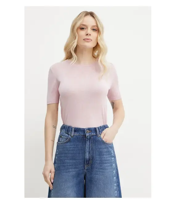 Μεταξωτό πουλόβερ Weekend Max Mara χρώμα: ροζ, 2515361041600