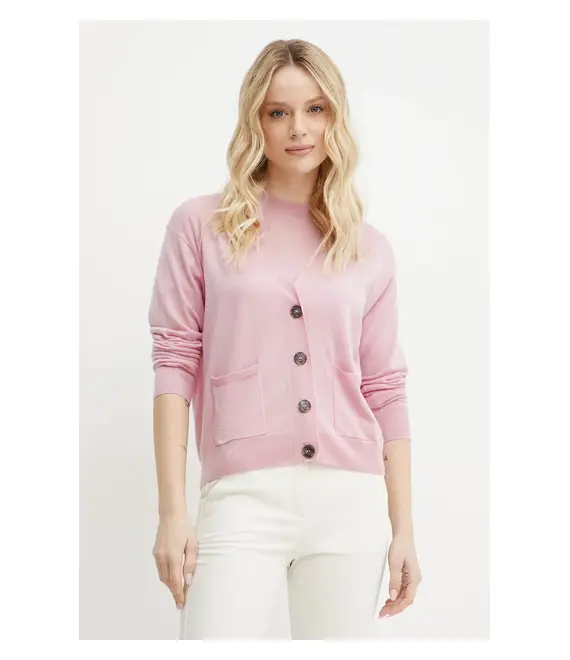 Μάλλινη ζακέτα Weekend Max Mara χρώμα: ροζ, 2515381011600