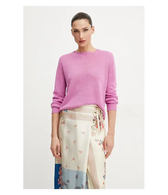 Λινό πουλόβερ Weekend Max Mara γυναικείο, χρώμα: ροζ, 2515361052600