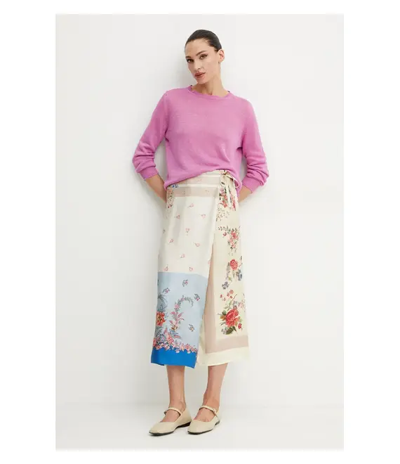 Λινό πουλόβερ Weekend Max Mara γυναικείο, χρώμα: ροζ, 2515361052600
