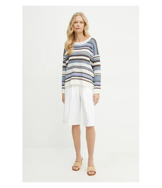 Λινό πουλόβερ Weekend Max Mara γυναικείο, χρώμα: πολύχρωμο, 2515361132600