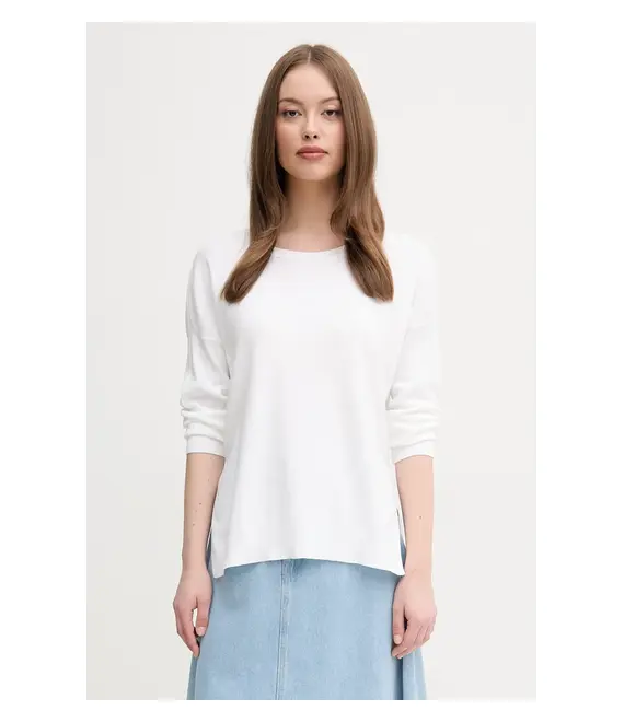 Βαμβακερό πουλόβερ United Colors of Benetton χρώμα: άσπρο, 1091D10D7