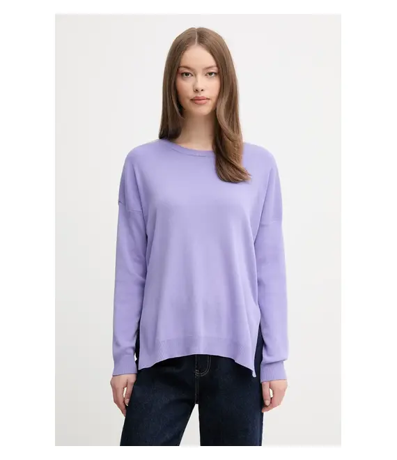 Βαμβακερό πουλόβερ United Colors of Benetton χρώμα: μοβ, 1091D10D7