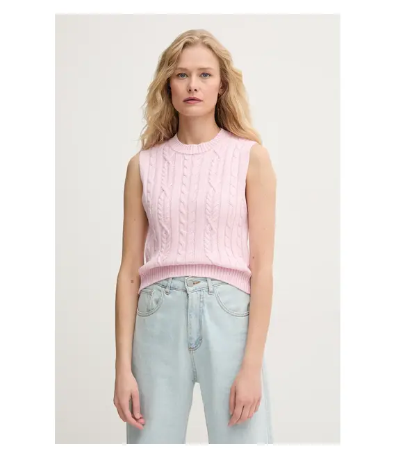 Βαμβακερό γιλέκο United Colors of Benetton χρώμα: ροζ, 1694D10CM